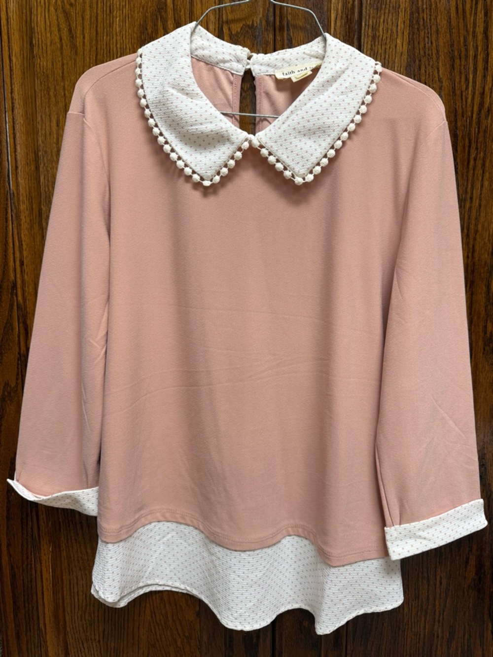 Women's Blush Pink Peter Pan Collar Blouse